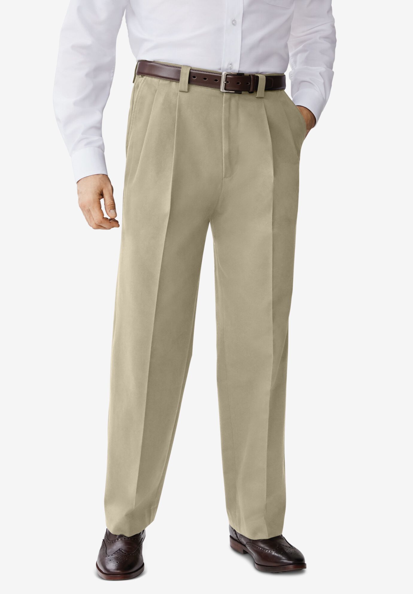 Taupe gray flat-front wrinkle-free stretch Cigarette Pants | Sumissura